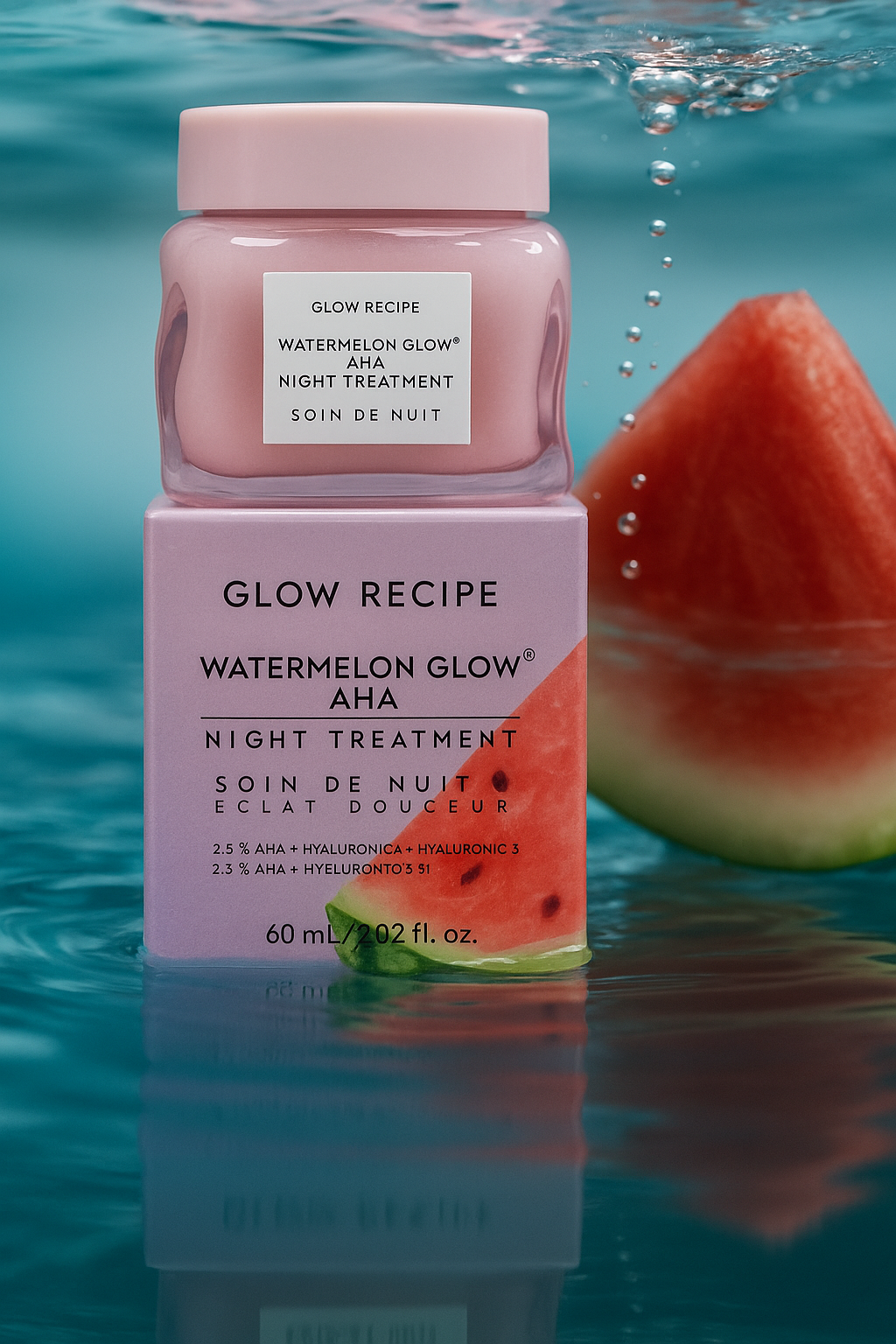 Crème de Nuit Hydratante Watermelon Glow – AHA, Acide Hyaluronique & Niacinamide (60ml)